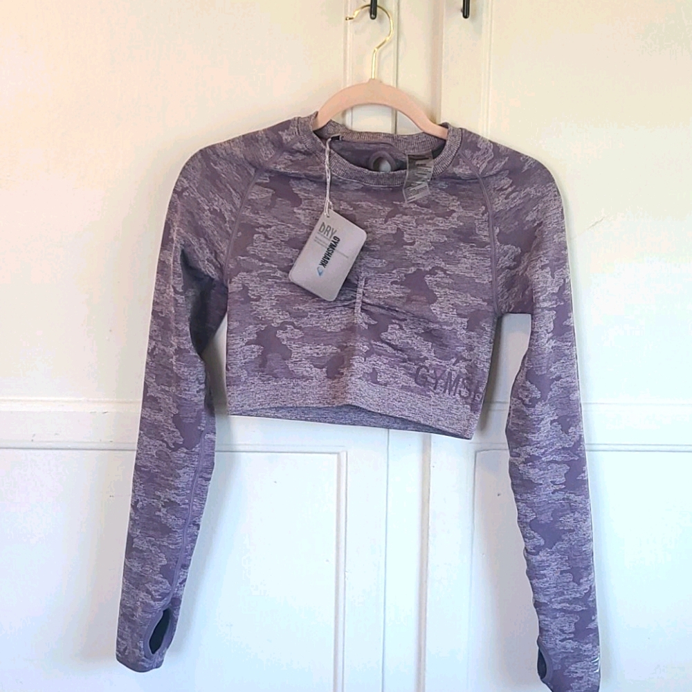 Camo seamless long sleeve crop top